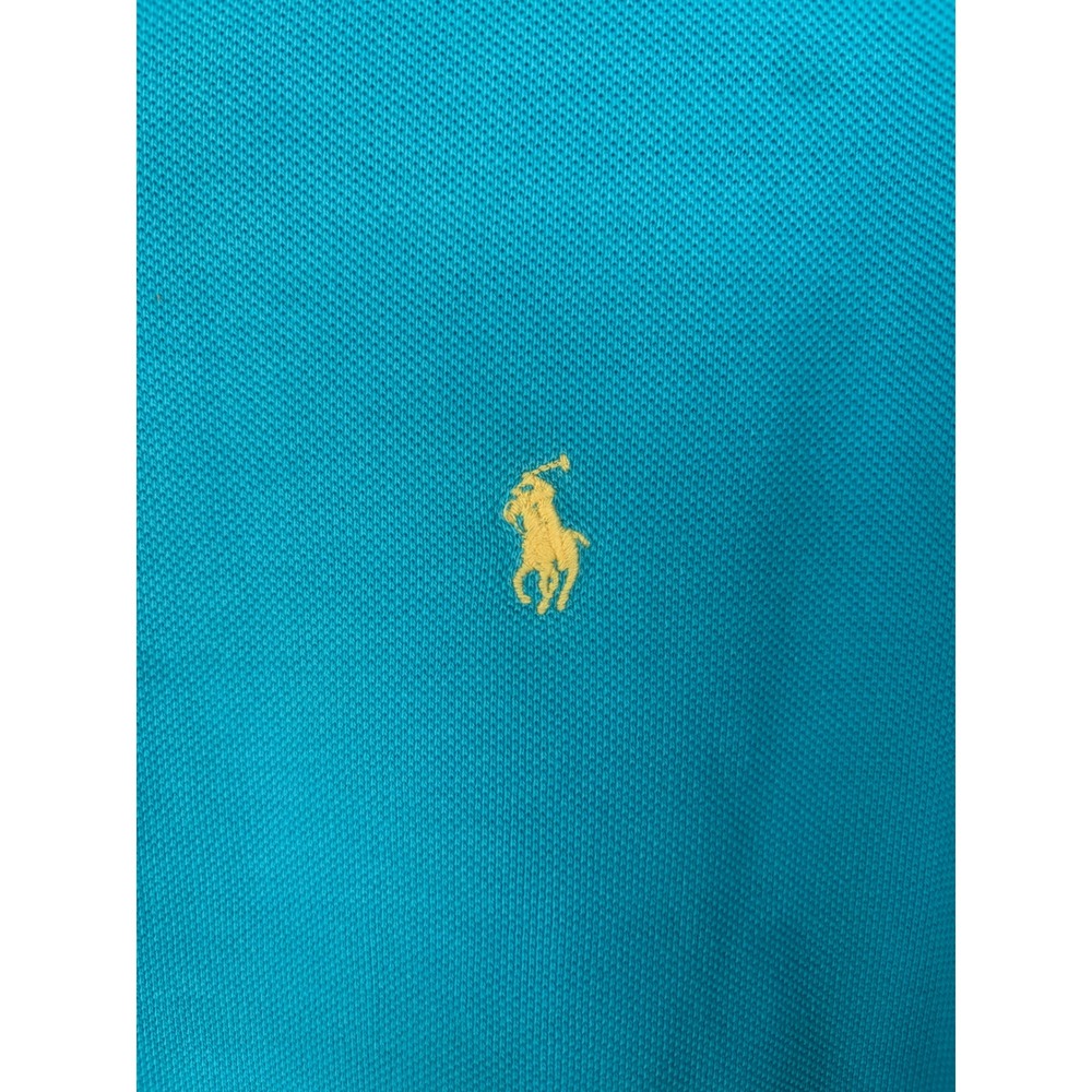Vintage Polo Ralph Lauren Mens Turquoise Blue Pique Polo Shirt Made in USA Med - Picture 3 of 9